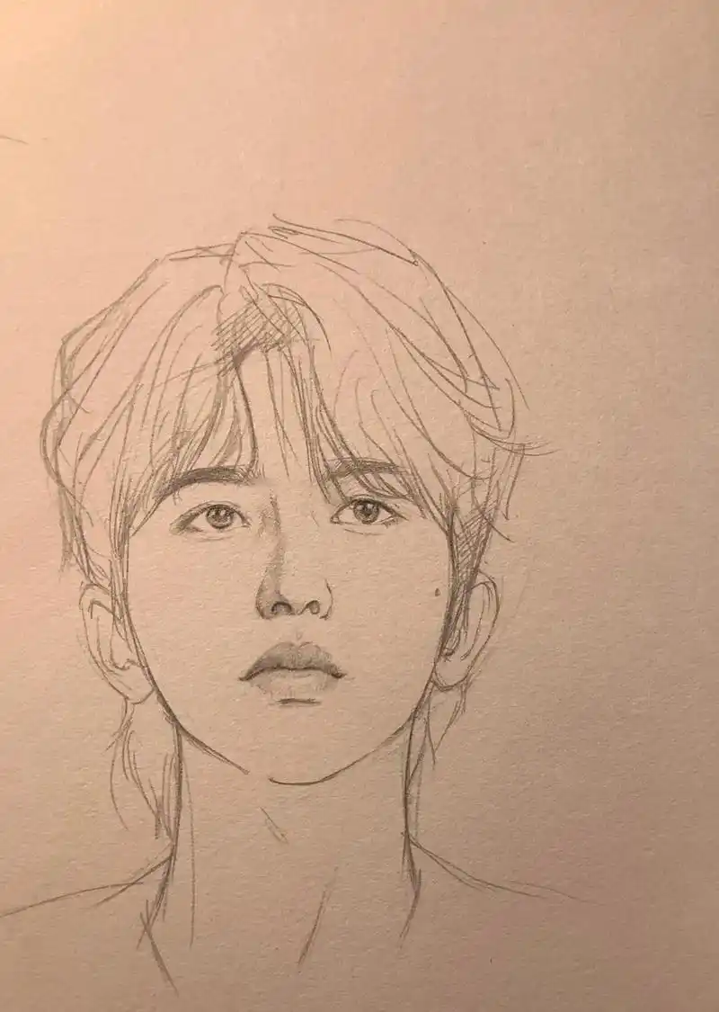 速写蔡徐坤.自动铅笔速写#速写 #蔡徐坤 - 抖音