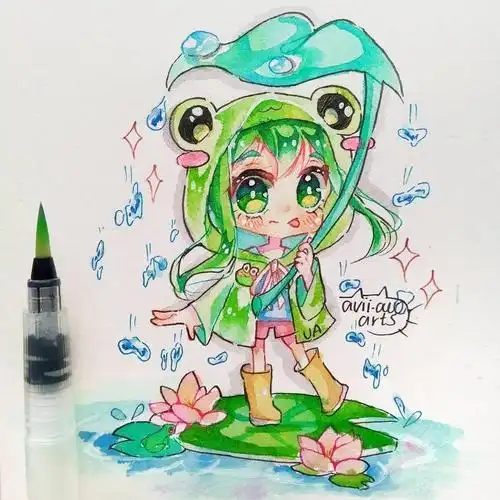 超级萌的q版水彩动漫手绘卡哇伊啊