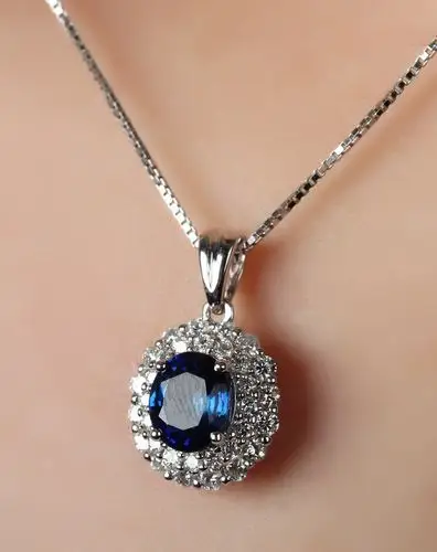 1.02ct皇家蓝宝石18k金吊坠