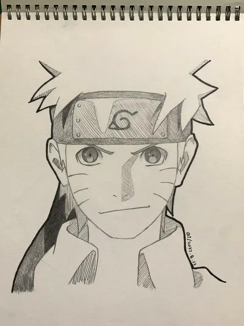 动漫手绘 | 火影忍者 | 鸣人证件照 翻出来几张夏天的画,确实没少画