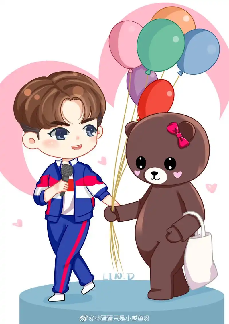 饭绘:熊梓淇与小浣熊手牵手一起走