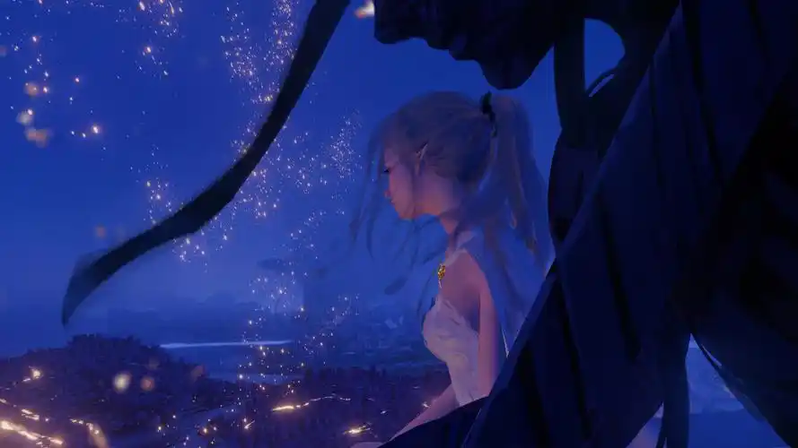 唯美侧面女孩星空夜晚风景动漫壁纸