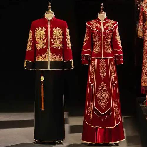 秀禾服新娘2022新款结婚婚纱中式嫁衣丝绒龙凤褂情侣款披肩秀和服