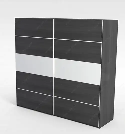 现代灰白拼色衣柜衣橱3d模型