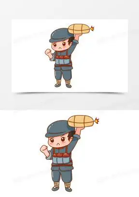 卡通手绘董存瑞炸碉堡元素