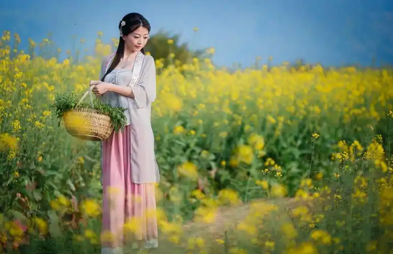 油菜花唯美人像