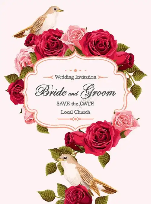 花卉装饰婚礼邀请函设计矢量图免费下载_cdr格式_编号22801019-千图网