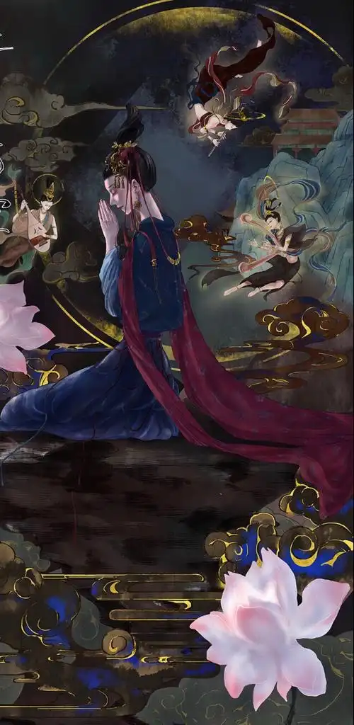 衣着华美色彩靓丽禅意古风女子