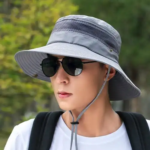 帽子男夏季防晒大檐钓鱼休闲男士夏天渔夫帽遮阳帽户外沙滩太阳帽帽子