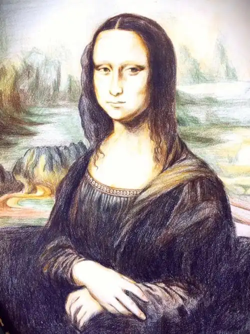 彩铅画蒙娜丽莎