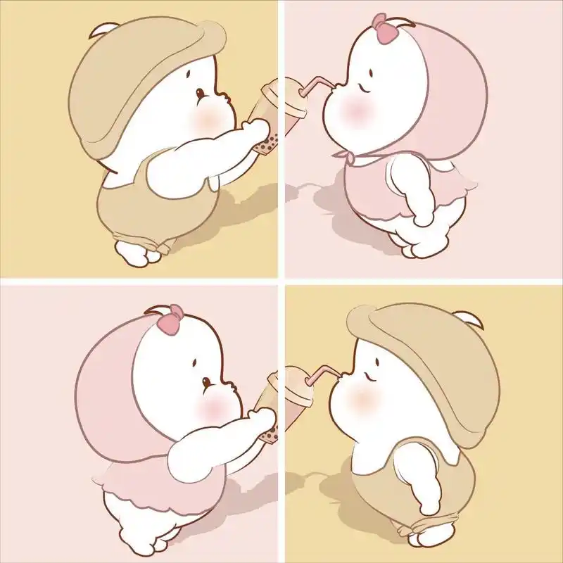 原创情侣头像|奶茶一定要这样喝 原创卡通形象|小仓桑和小仓酱|头像