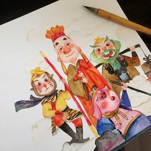 水彩插画西游记