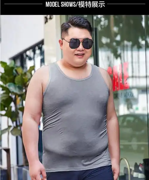 300斤加肥大码背心男胖子肥佬200斤夏薄款跨栏宽松运动汗衫黑色1条装