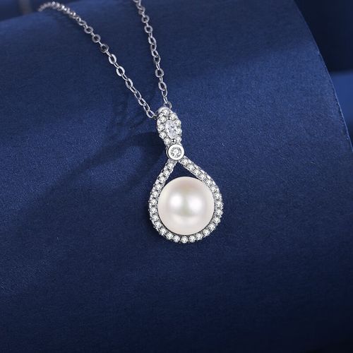 节送女友项链s999珍珠项链新款小众锁骨吊坠送妈妈长辈 b202-款式1 银