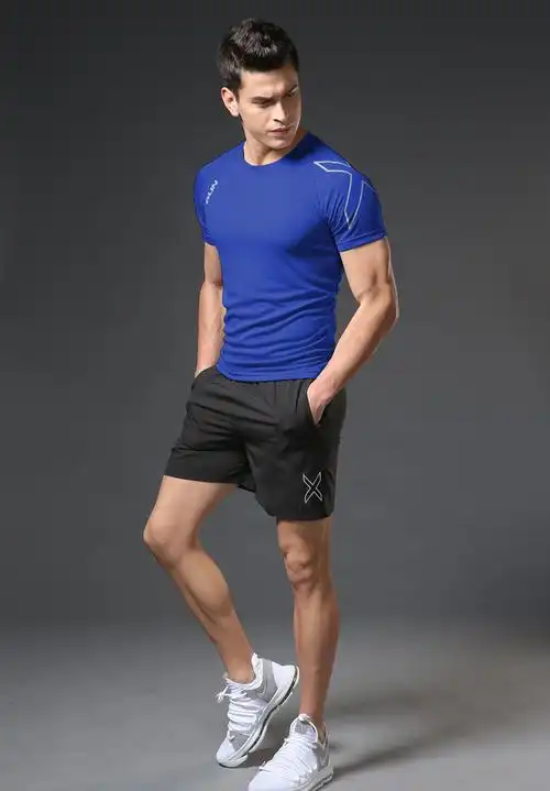 运动健身套装男夏季短袖短裤速干t恤跑步运动健身服两件套