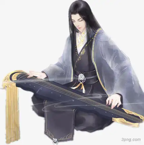 弹琴古风男子png素材透明免抠图片其他元素
