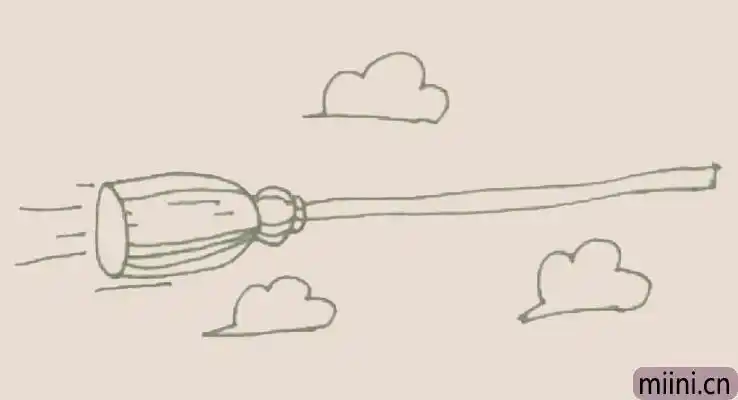 飞天扫帚可爱简笔画