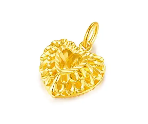 鸡心心形吊坠黄金吊坠足金999挂坠(不含项链)