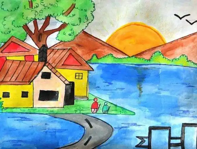 小学生风景画图片大全