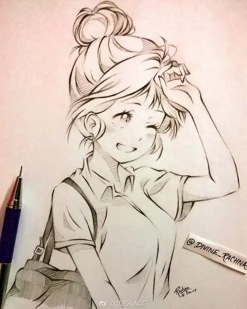 卡通人物素描动漫铅笔画动漫人物铅笔画临摹素材,43张大神级手绘线稿