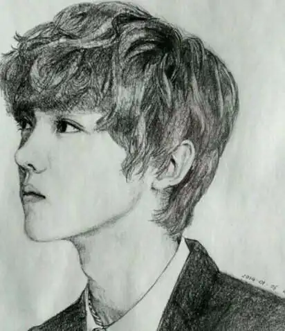 鹿晗铅笔画图片