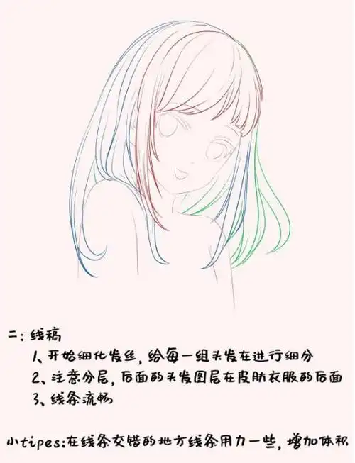 头发怎么画?二次元动漫人物的头发详细绘画教程!