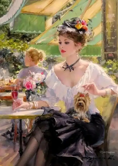 油画世界英国古典大师笔下,少女的肤色和薄纱,细腻柔和!