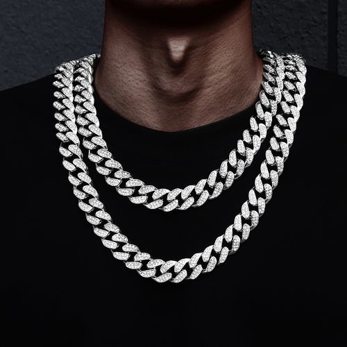 满钻古巴链轻奢男项链女ins嘻哈欧美链潮牌百搭情侣小众链条颈链