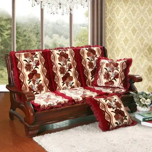 老款实木沙发坐垫木头沙发坐垫靠垫一体红木实木客厅加厚海绵防滑中式