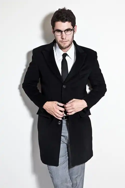 英式极简学院派欧美复古奢侈真丝桑蚕丝手工黑色纯黑衬衣西装领带