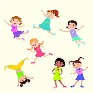 一套可爱的卡通女孩,不同的动作姿势