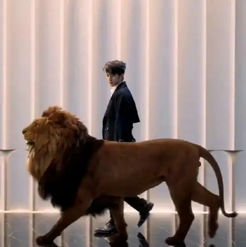 蔡徐坤与狮子同框