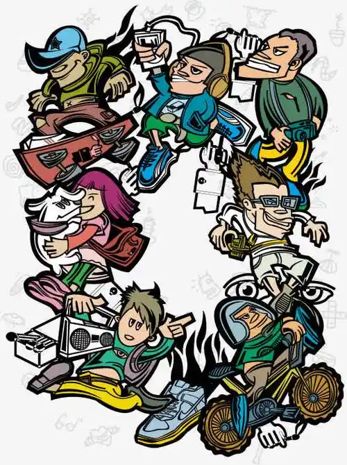 嘻哈涂鸦风格矢量素材