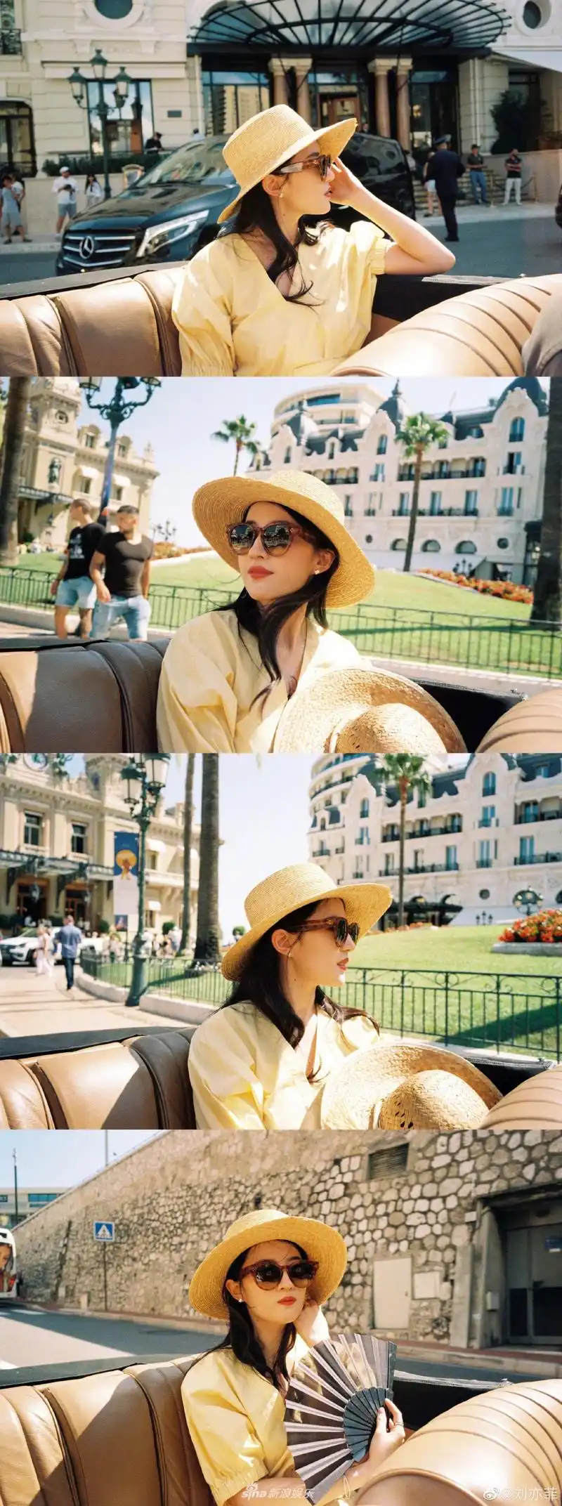 刘亦菲晒超美旅游私房照 纱扇轻掩发丝轻扬人比花娇