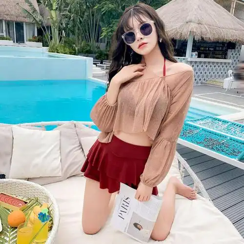 泳衣女韩版网红女神款遮肚显比基尼性感游泳泳装分体泳衣