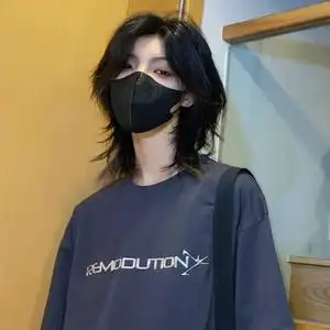 狼尾假发女短发日系鲻鱼头中性风万用男生武士头发型自然全头套式