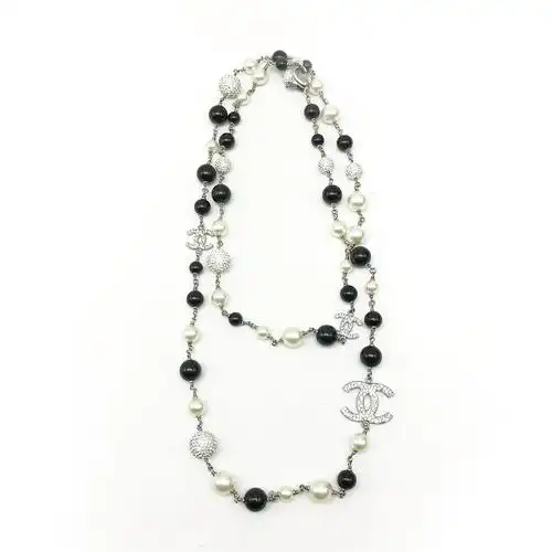 [9.9新]香奈儿chanel女士黑白珍珠水钻项链