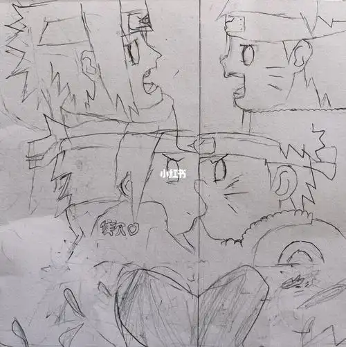 鸣人佐助手绘线稿