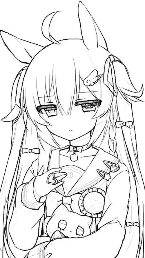 二次元少男少女简笔画