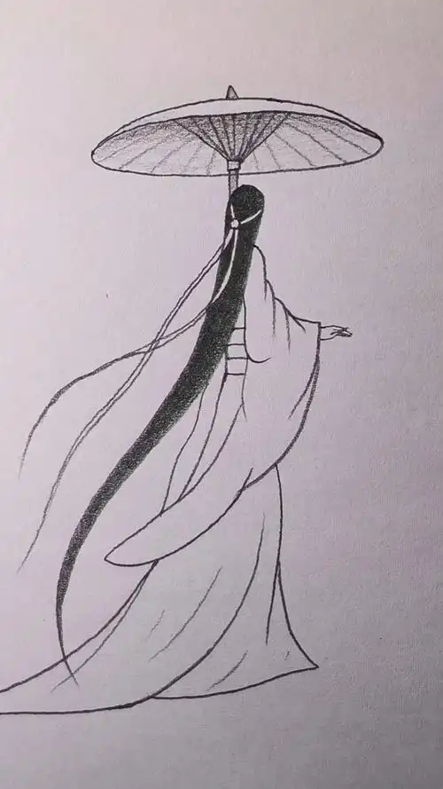 古风美女背影简笔画.