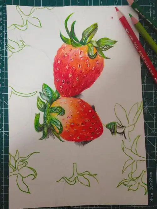 彩铅画草莓