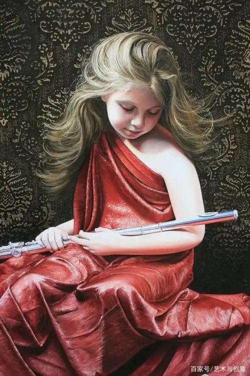 的传统画家和肖像画家christiane vleugels创作的超写实肖像油画作品