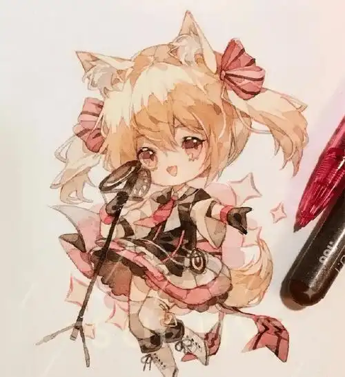 水彩画入门| 二次元q版人物,这个衣裳有点酷啊