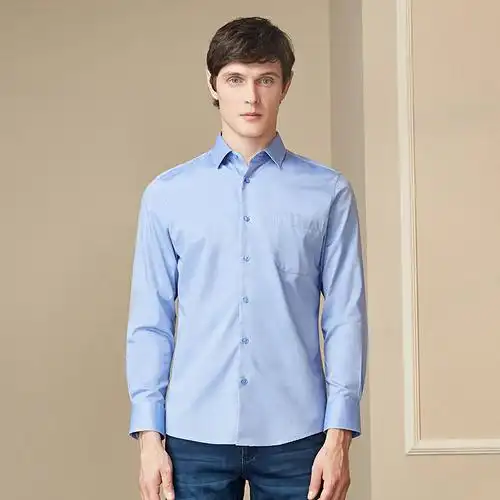 youngor雅戈尔男装商务正装纯棉面料修身剪裁藏青色斜纹衬衫008gfc