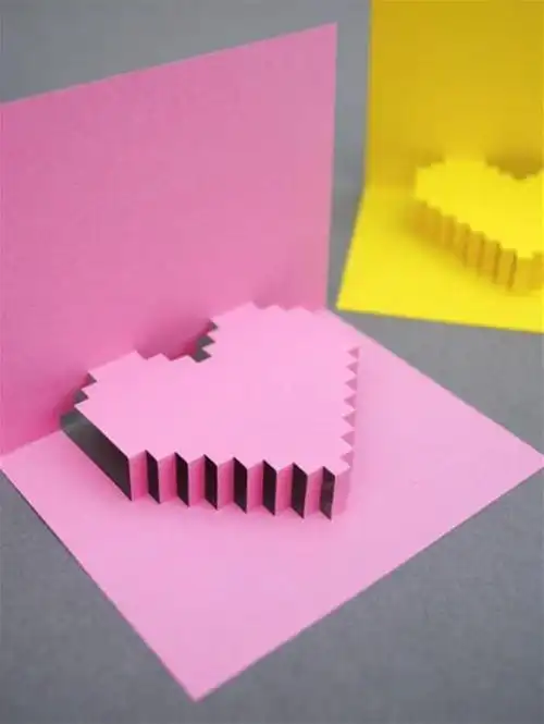 创意纸折立体桃心贺卡.diy手工创意精美爱心贺卡.心形印章信封.