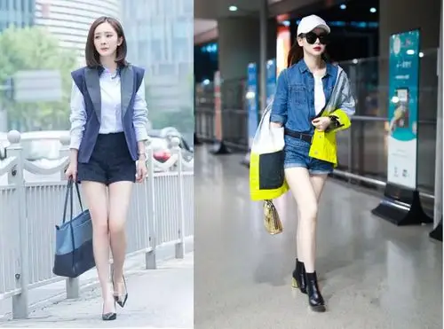 34岁的戚薇现身机场白皙大长腿抢眼 网友:比杨幂的大长腿性感多了