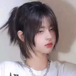 假发短发女日系可扎狼尾鲻鱼头自然蓬松全头套式仿真减龄短直发