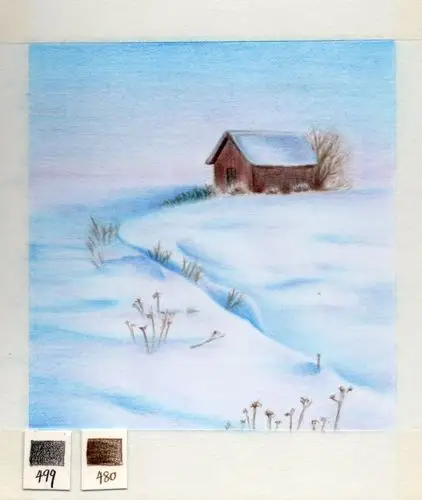 彩铅· 教程 | 教你画一张唯美雪景小图