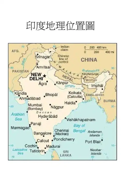 印度地理位置图