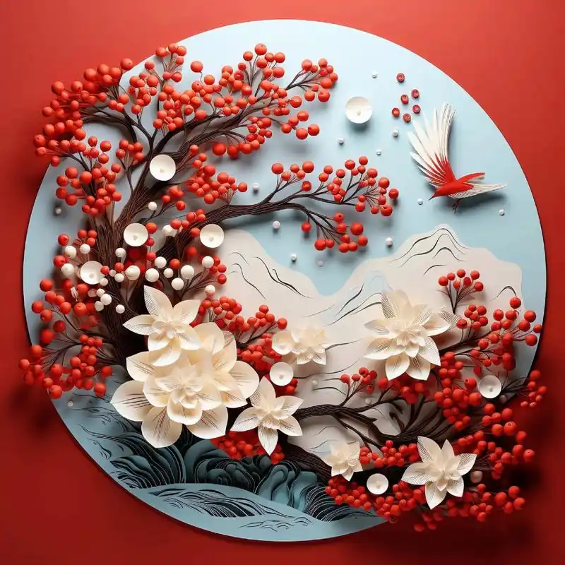 点点墨痕皆如意, 笔下山河尽荣辉. 一纸诗篇傲世界, 国风衍纸故乡归.